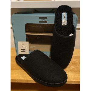 TOMS Mens Harbor Black Repreve Two Tone Felt Slippers NIB